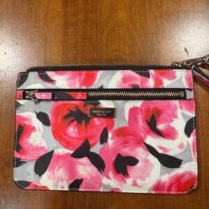 Kate Spade Red and Black Floral Wristlet